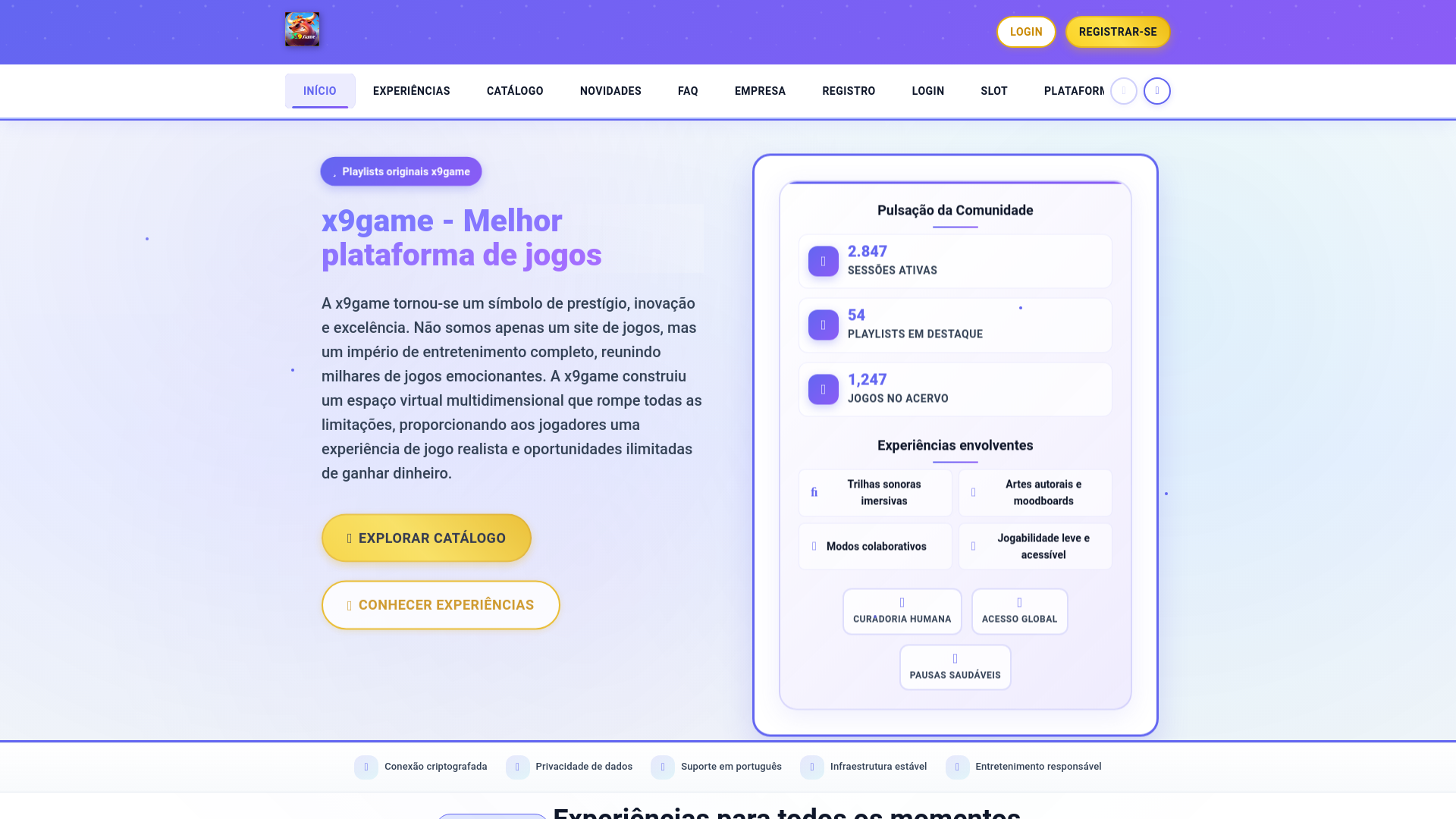website screenshot of https://x9gamegames.com.br
