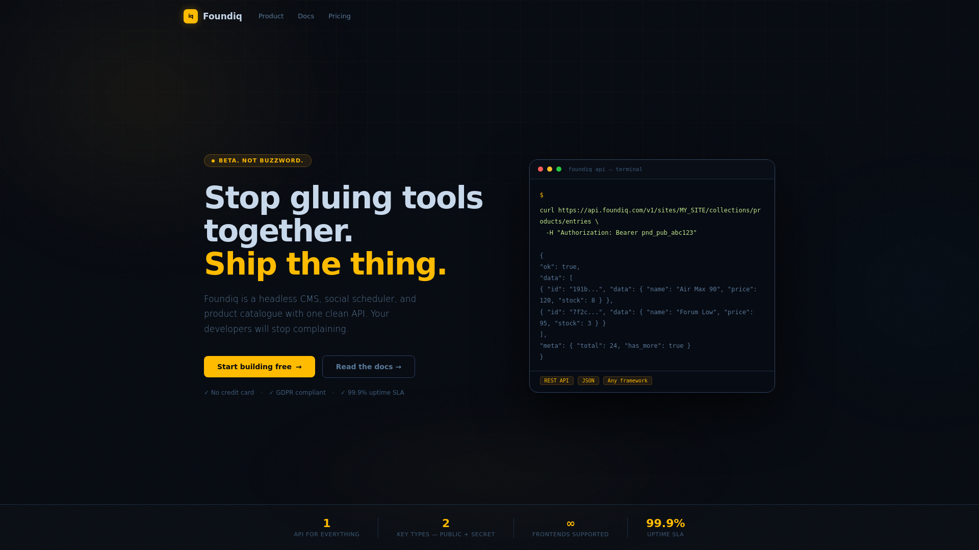 website screenshot of https://foundiq.nl/