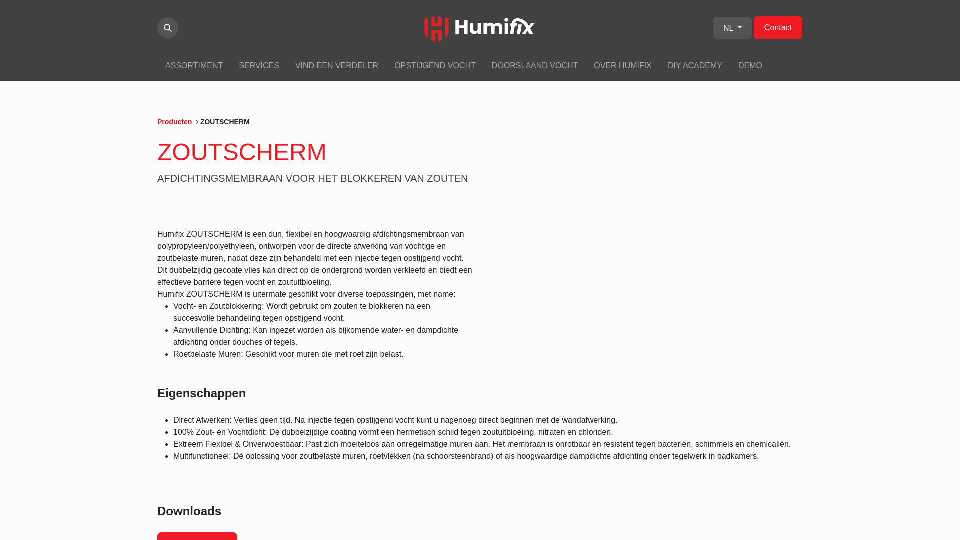 website screenshot of https://zoutscherm.be