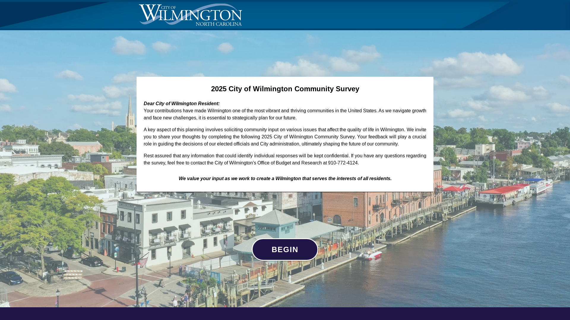 website screenshot of https://wilmingtonncsurvey.org/