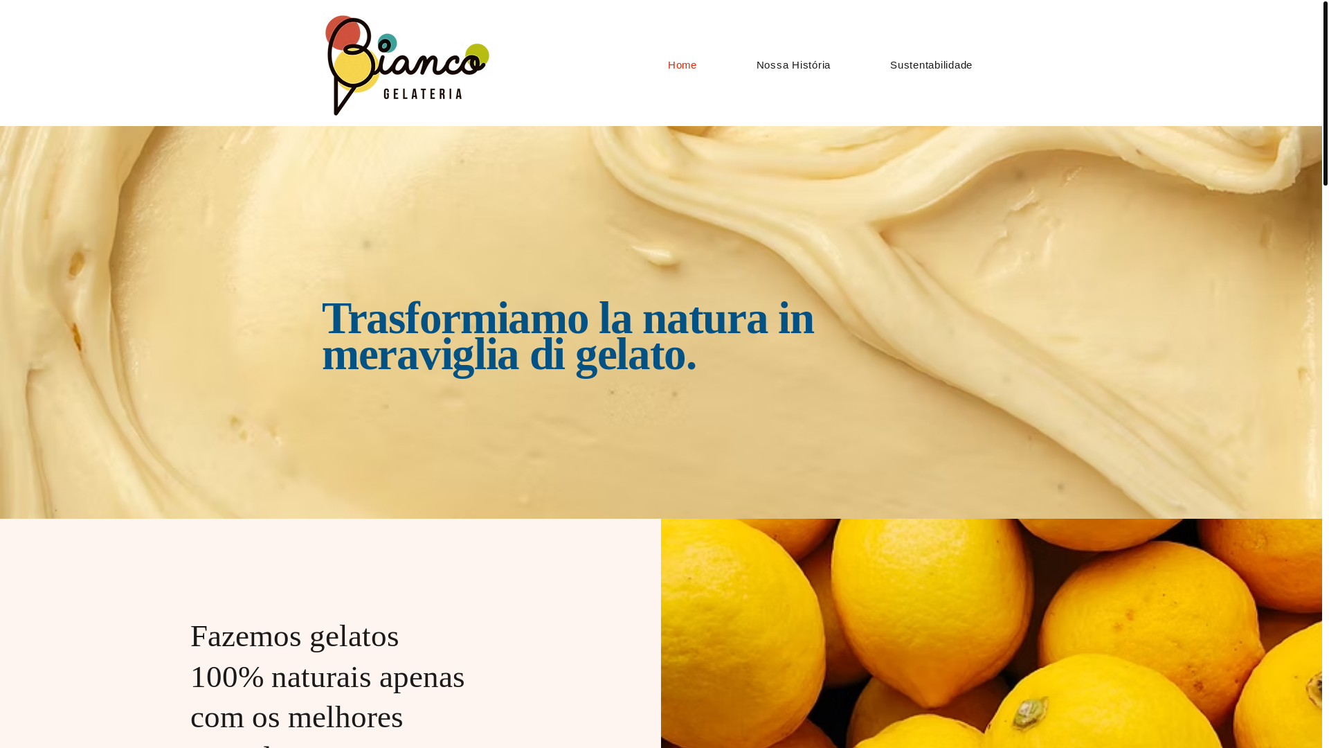 website screenshot of https://gelatobianchi.com.br/