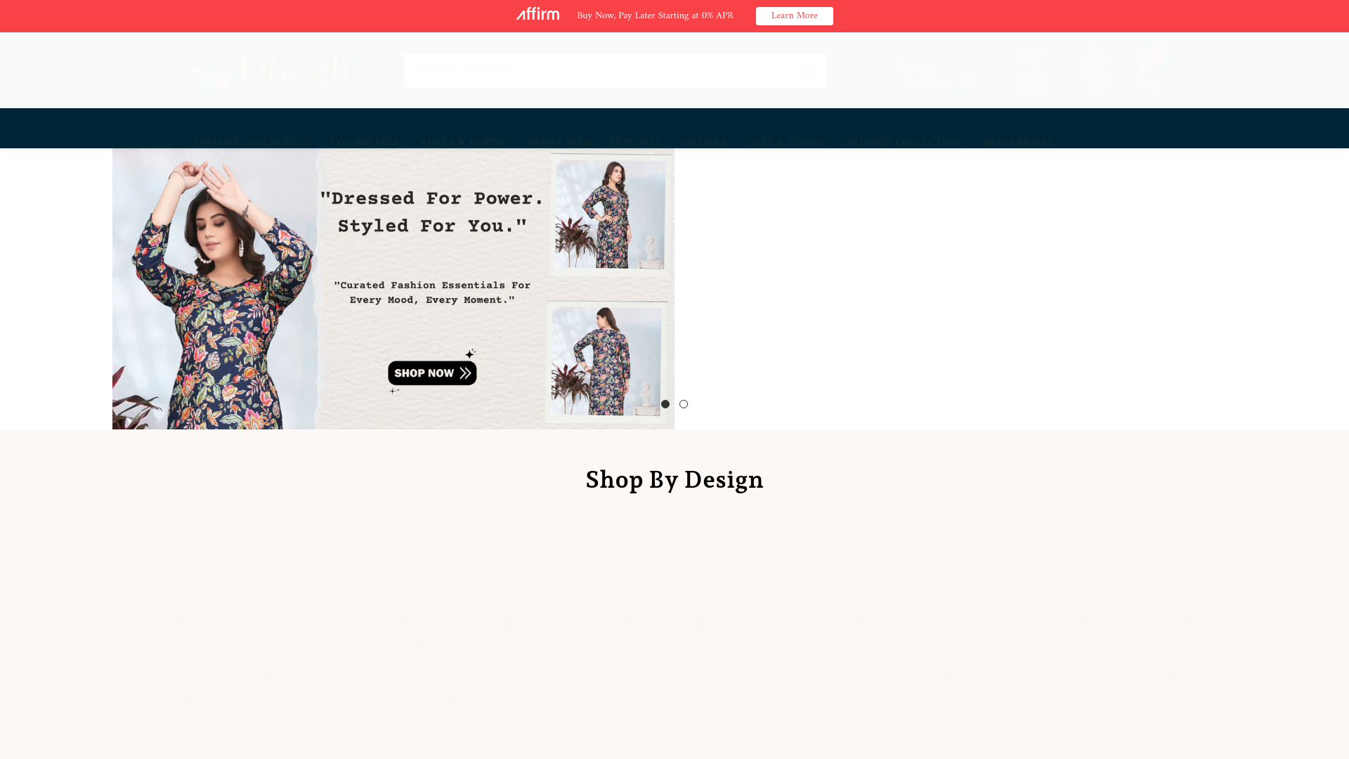 website screenshot of https://dhaglifashion.com/