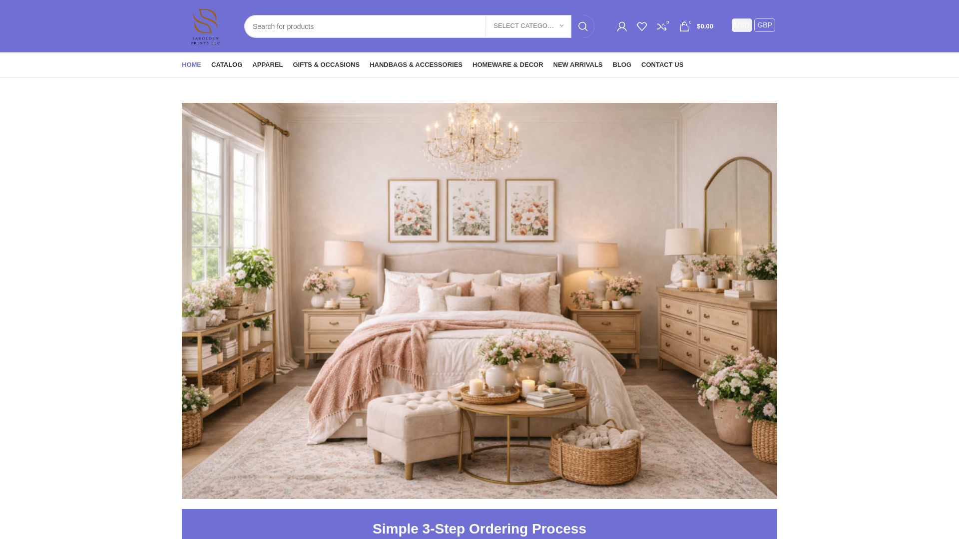 website screenshot of https://saroldenprints.com/