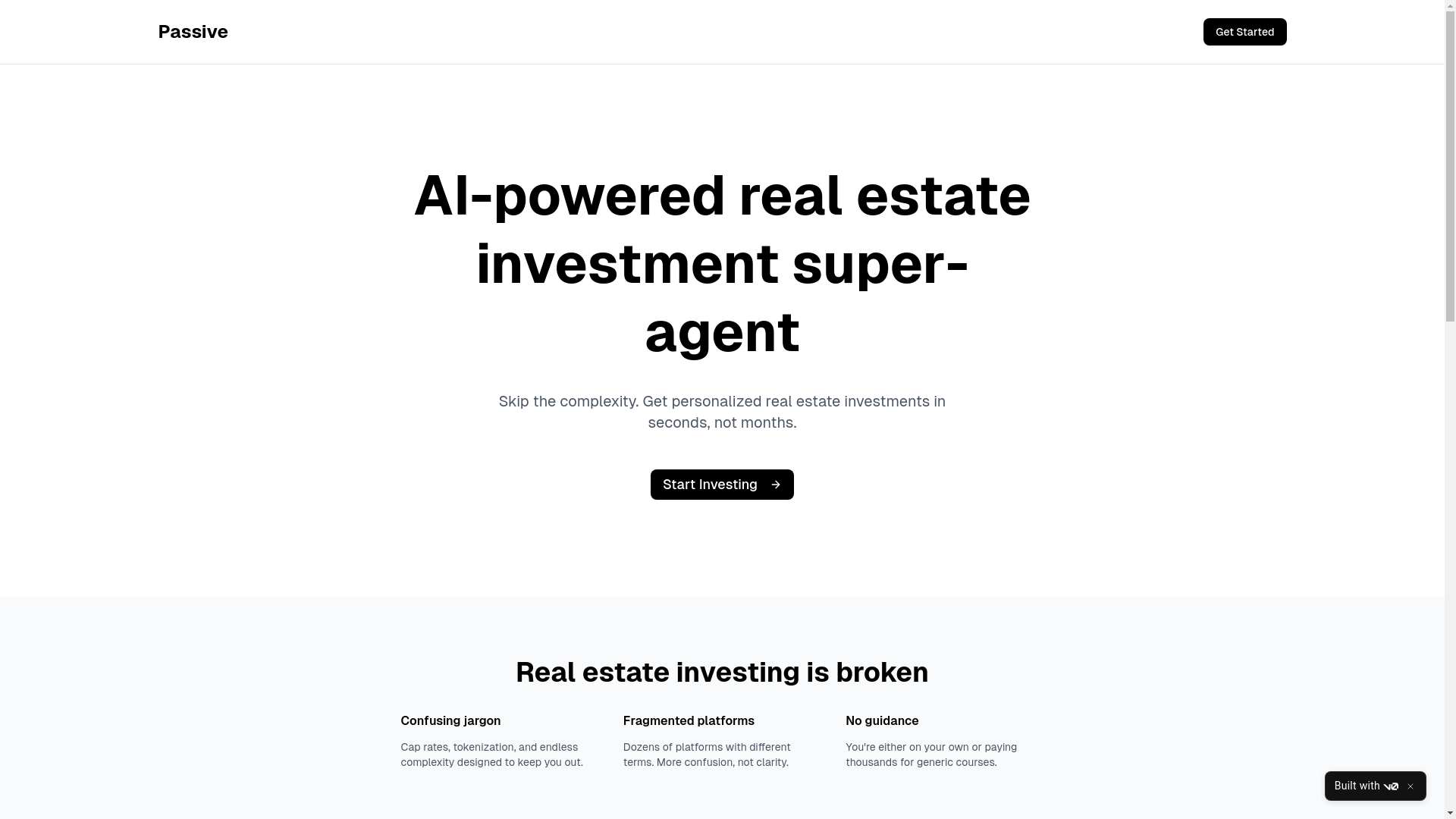 website screenshot of https://passiveinvest.ai/