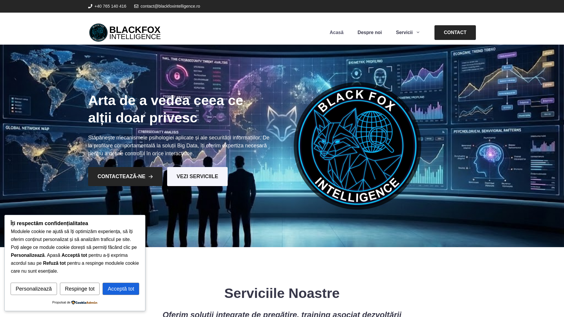 website screenshot of https://blackfoxintelligence.ro/