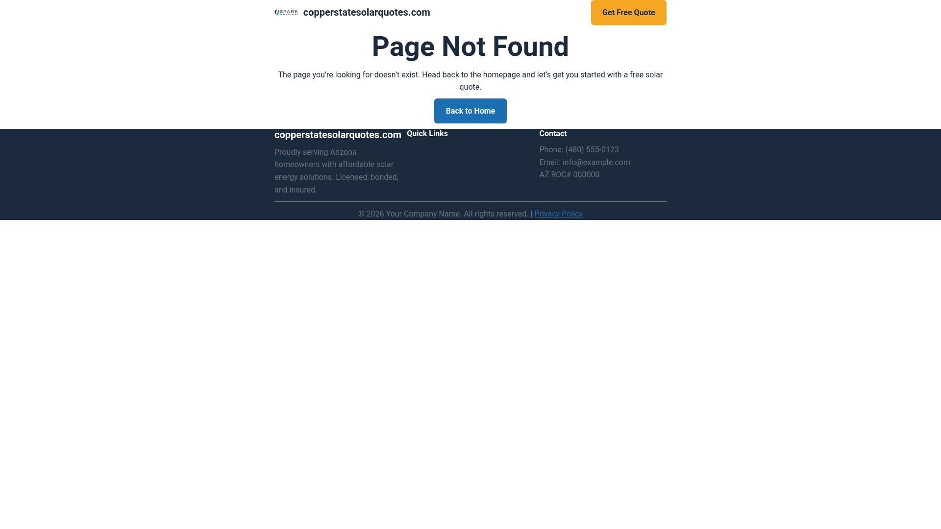 website screenshot of https://copperstatesolarquotes.com/