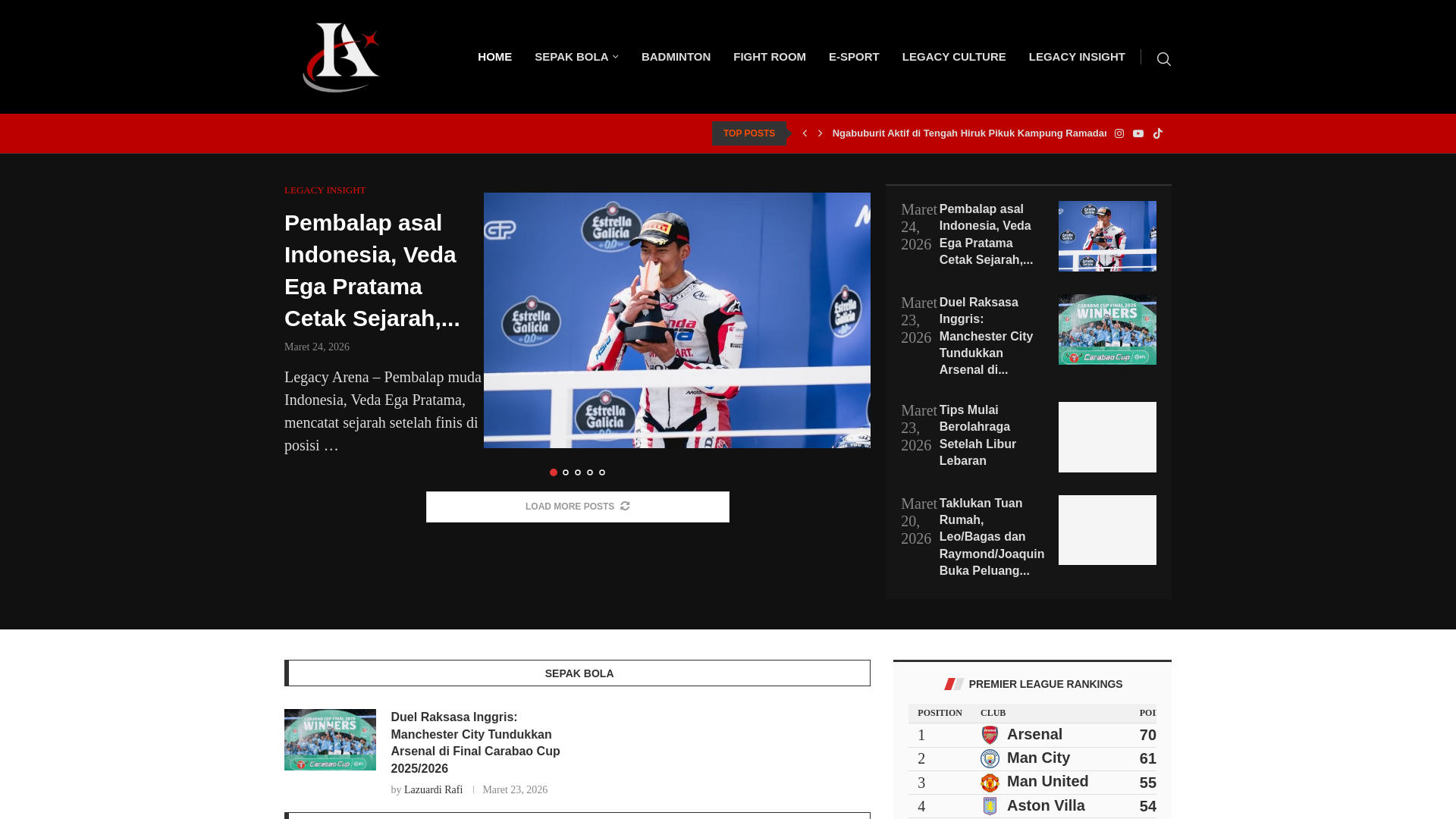 website screenshot of https://legacyarena.my.id/