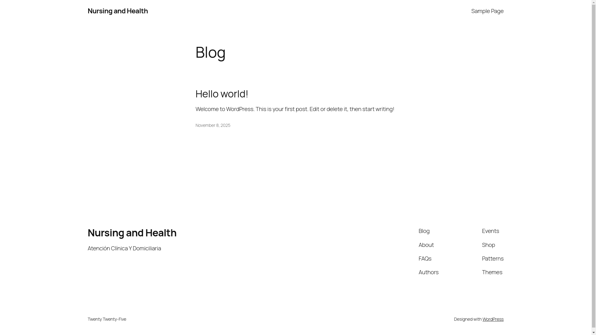 website screenshot of https://nursingandhealth.pe/