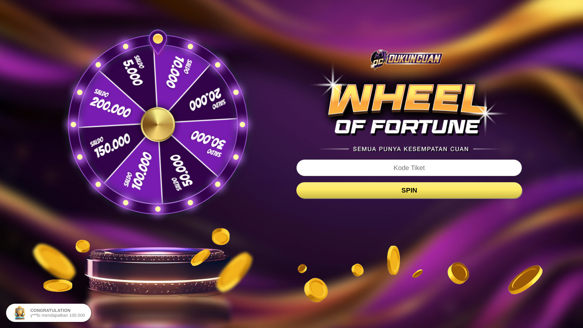 website screenshot of https://luckyspindc.shop/
