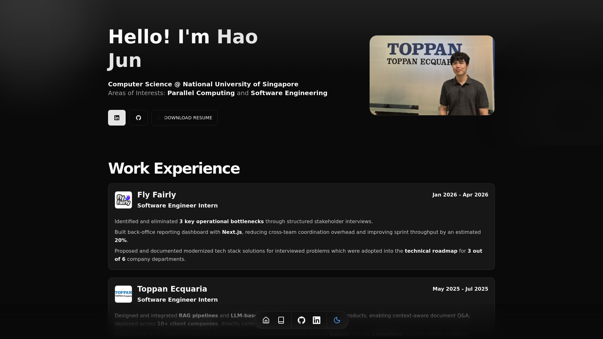 website screenshot of https://haojunmah.app/