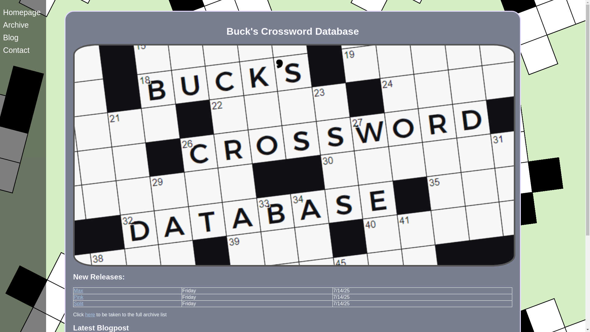 website screenshot of https://buckscrosswords.xyz/