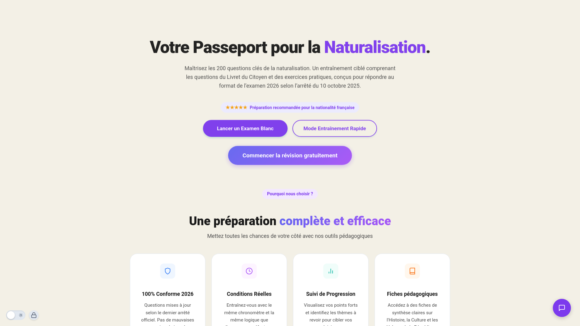 website screenshot of https://passer-examen-civique.pages.dev/