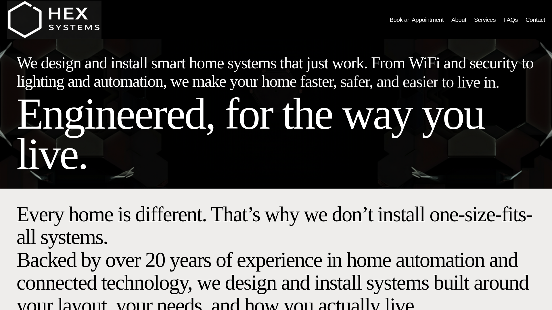 website screenshot of https://hexconnected.com