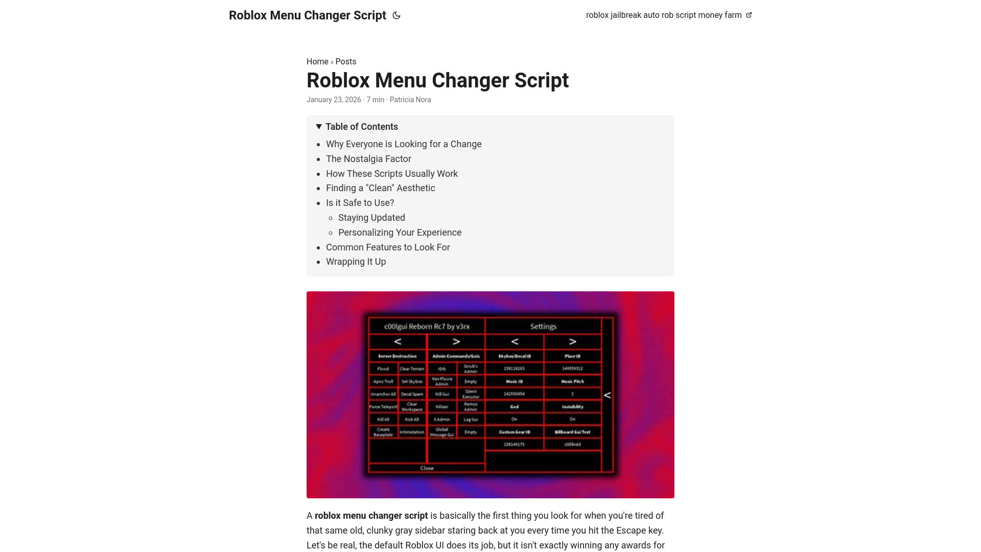 website screenshot of https://robloxmenuchangerscript.pages.dev/