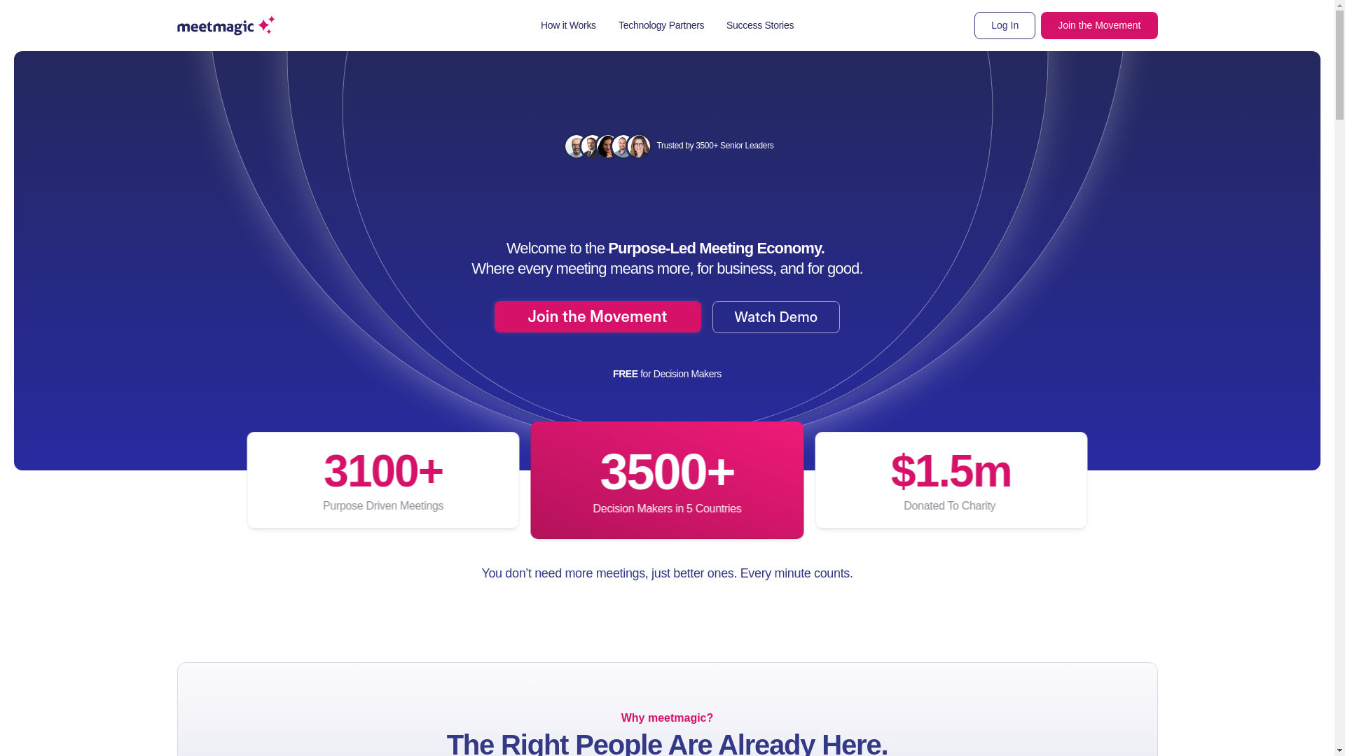 website screenshot of https://www.meetmagic.org/
