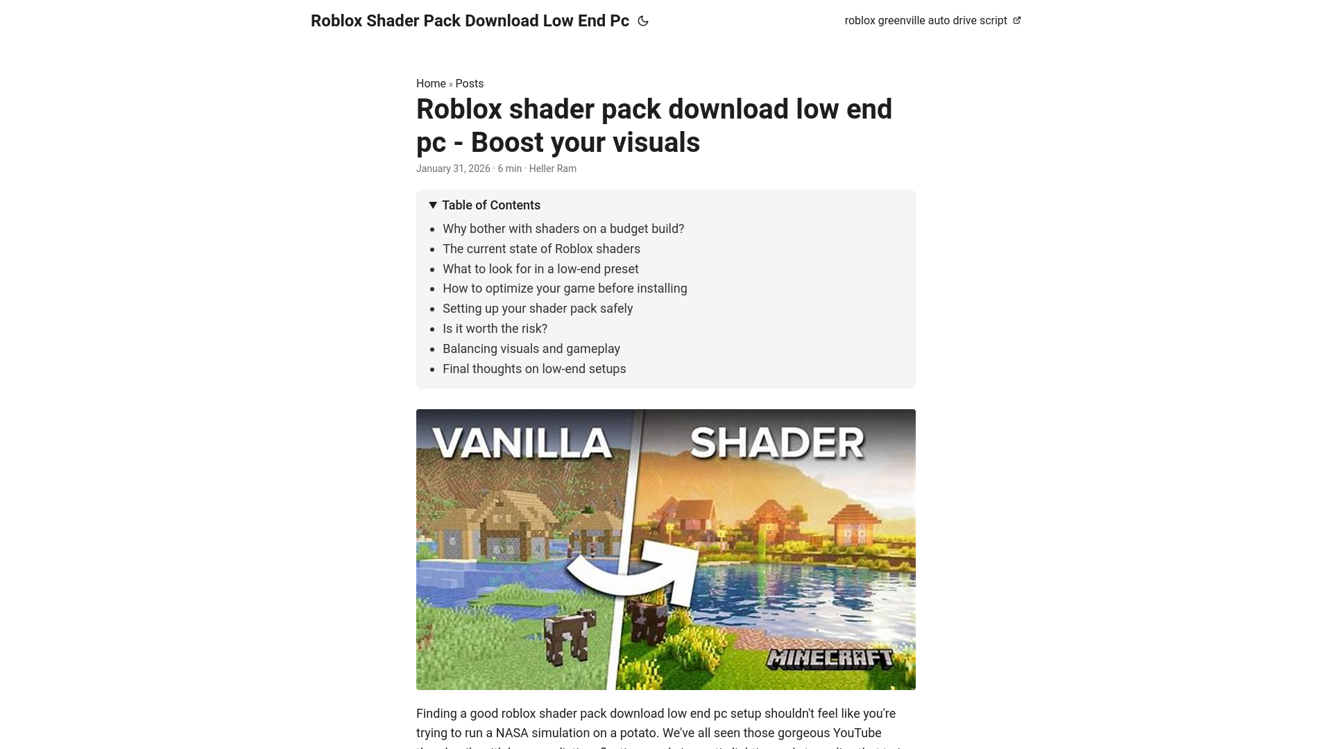 website screenshot of https://roblox-shader-pack-download-low-end-pc.pages.dev