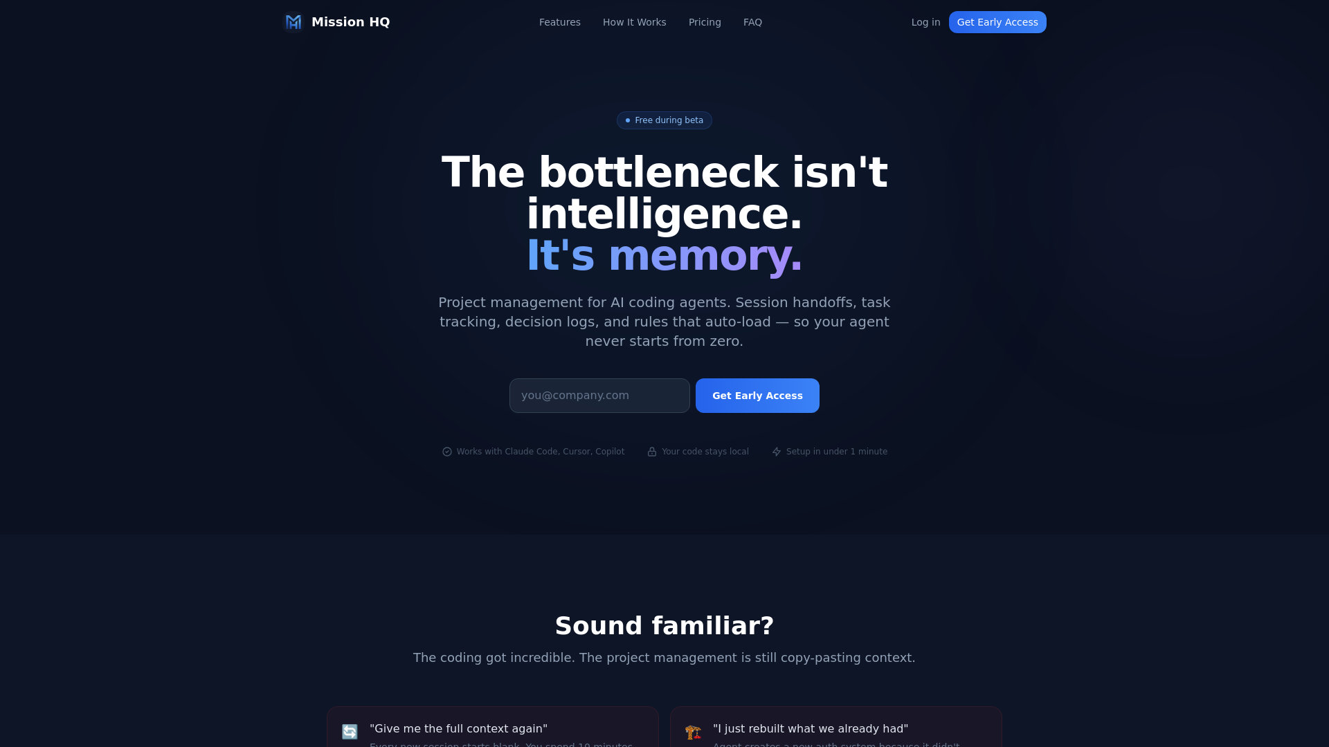 website screenshot of https://missionhq.dev/