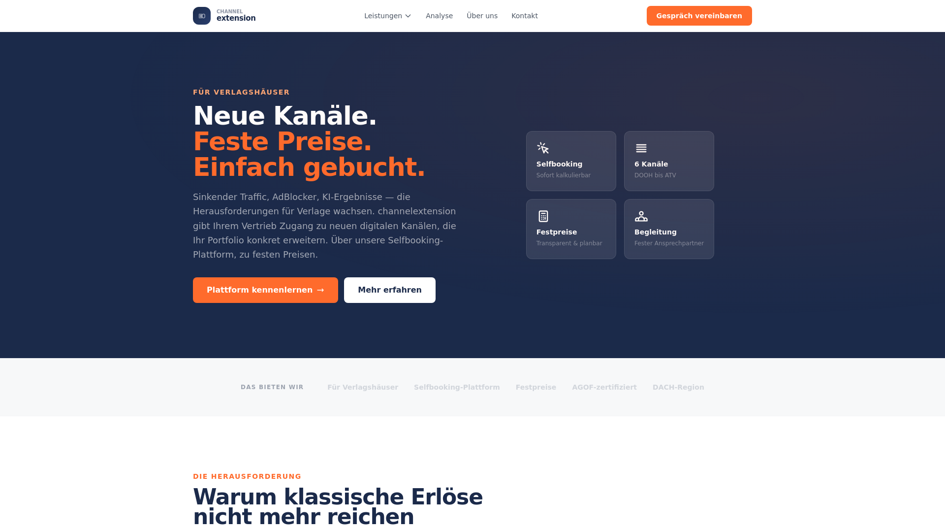 website screenshot of https://channel-extension.de