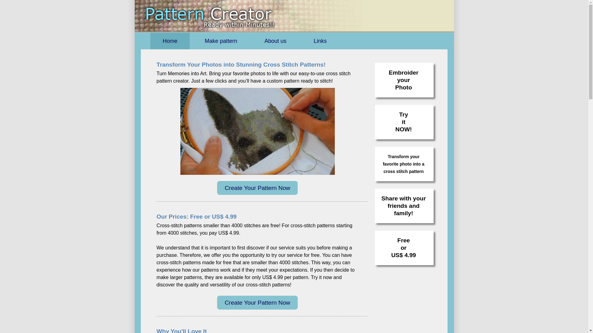website screenshot of https://patterncreator.co.uk/