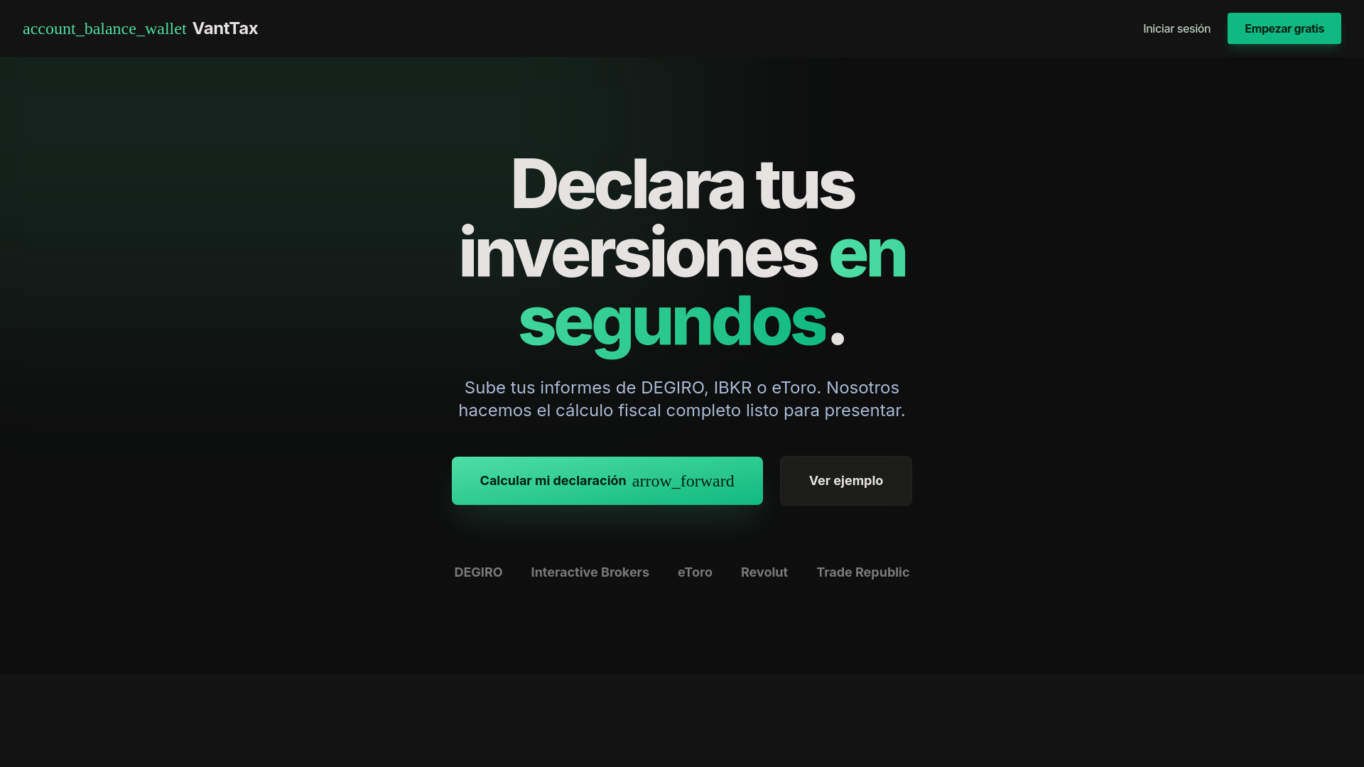 website screenshot of https://vanttax.com