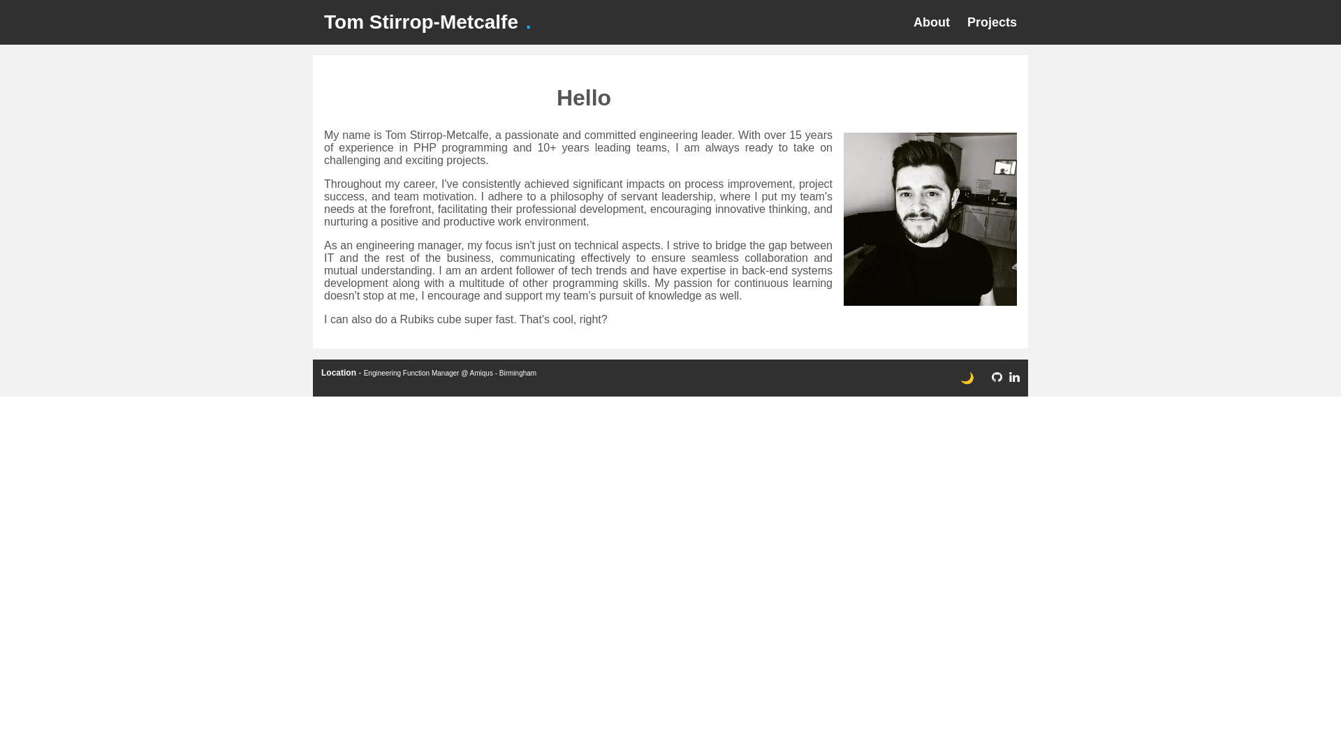 website screenshot of https://iamtomstirropmetcalfe.com/