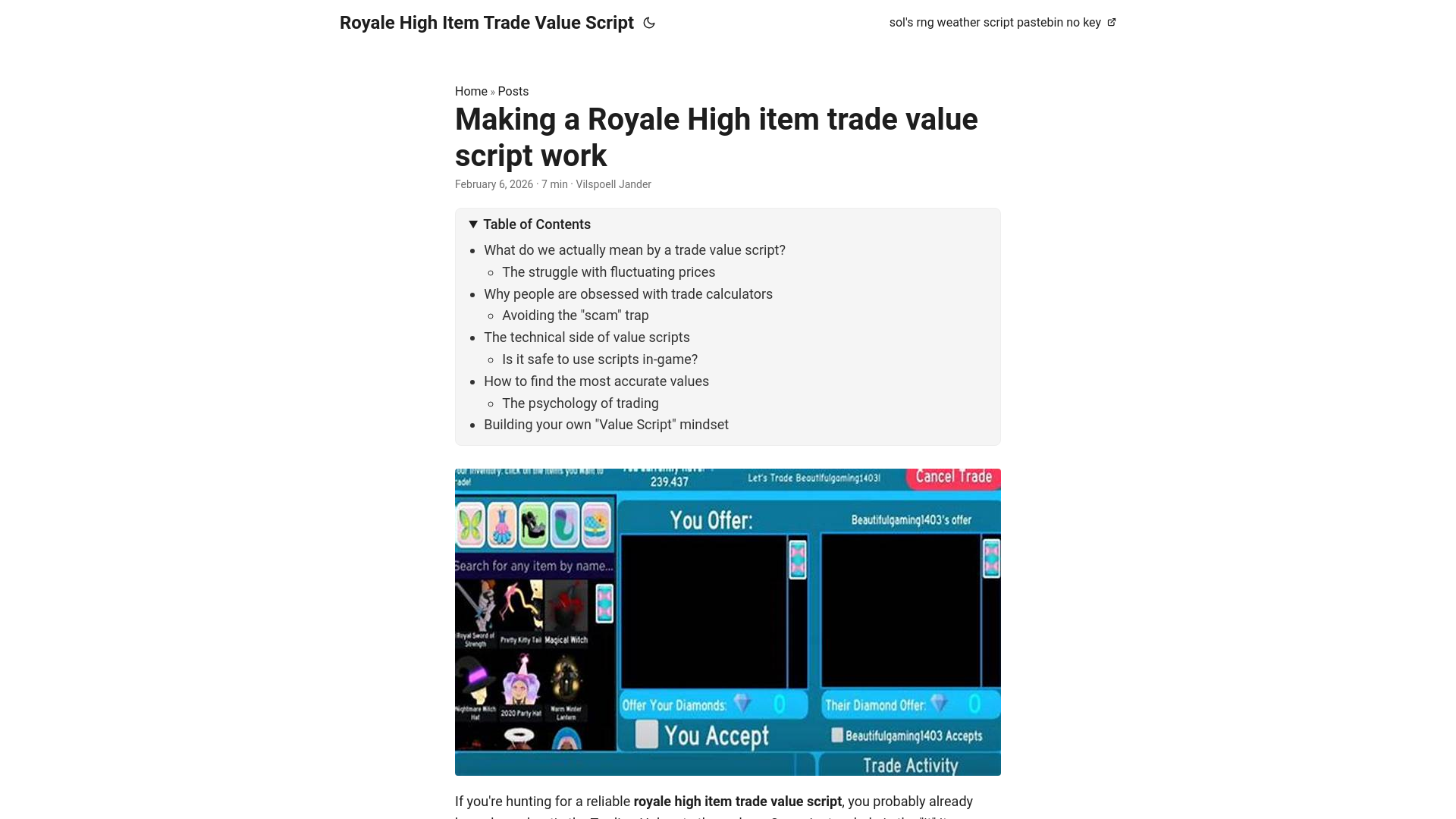 website screenshot of https://royale-high-item-trade-value-script.pages.dev/