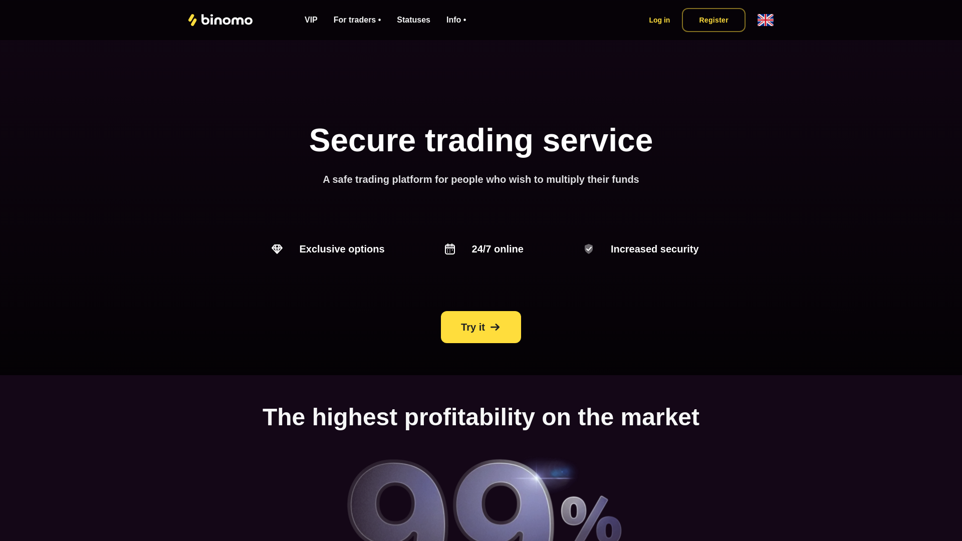 website screenshot of https://binomo.forex