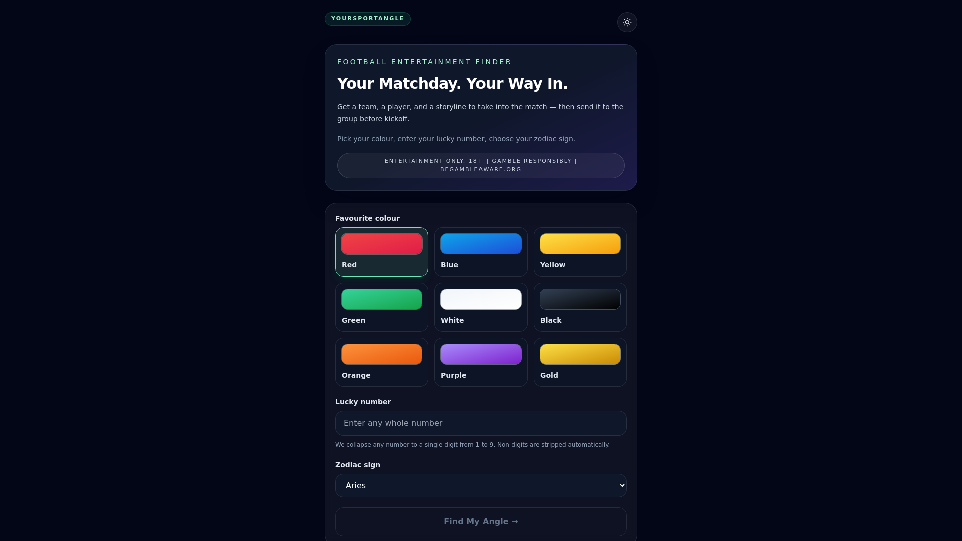 website screenshot of https://yoursportangle.com/