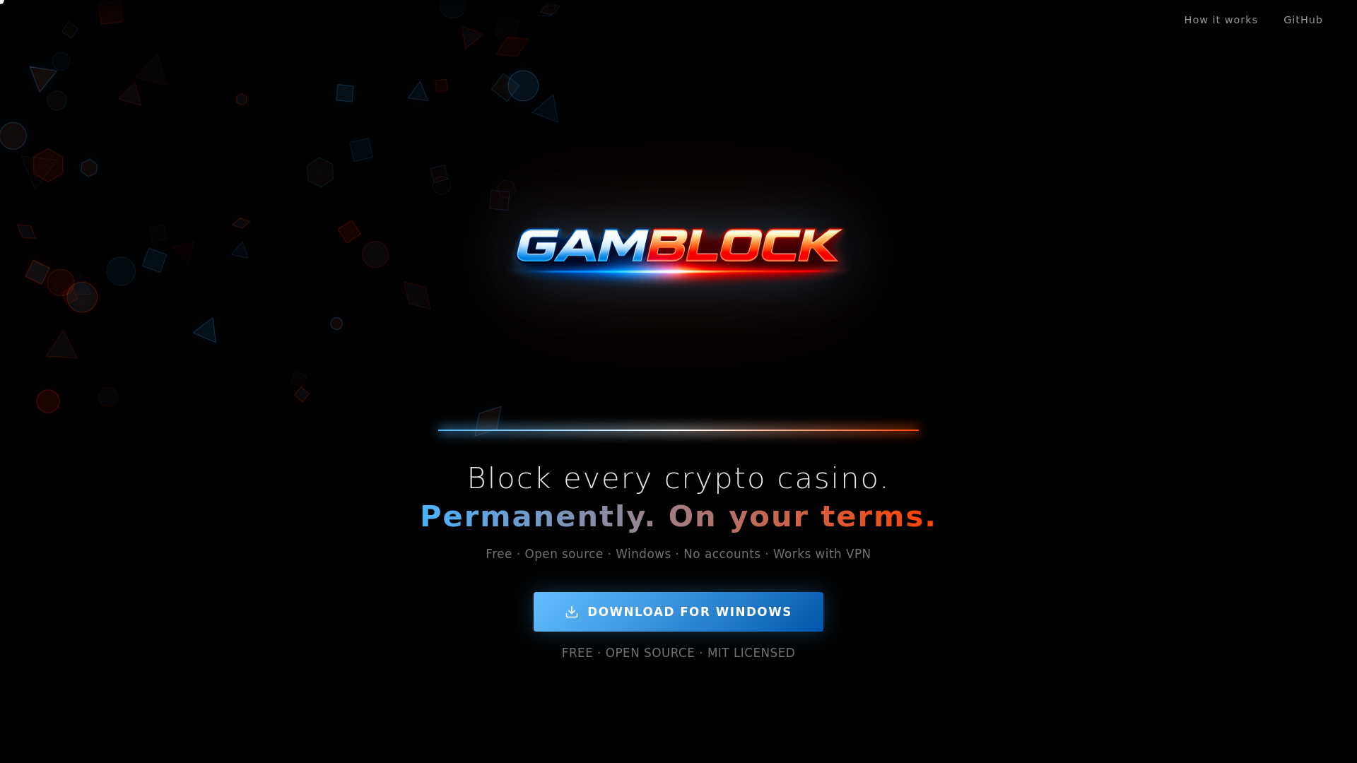 website screenshot of https://gamblock.xyz/