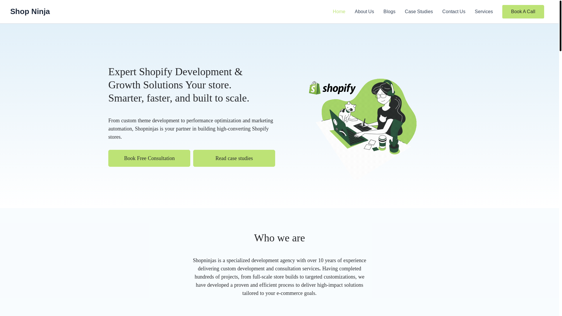 website screenshot of https://theshopninjas.com/