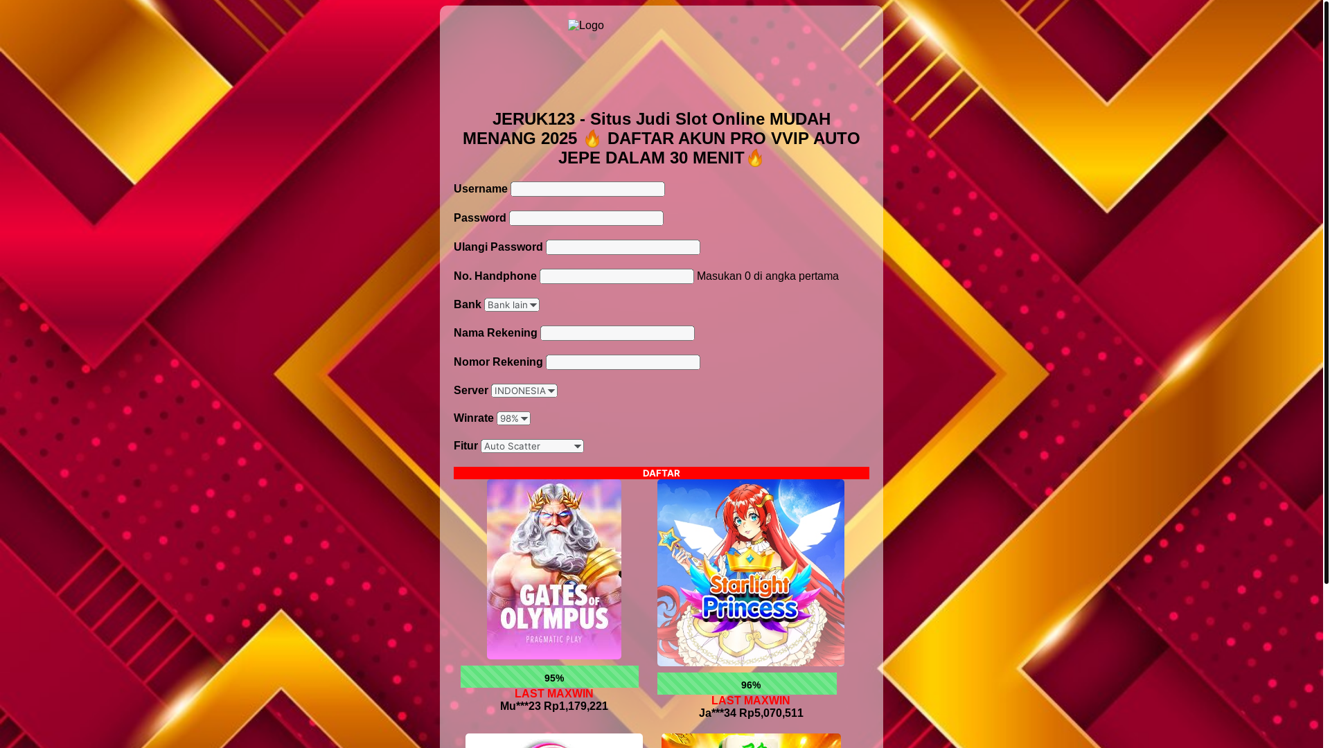 website screenshot of https://akun-vip-jeruk123.xyz/
