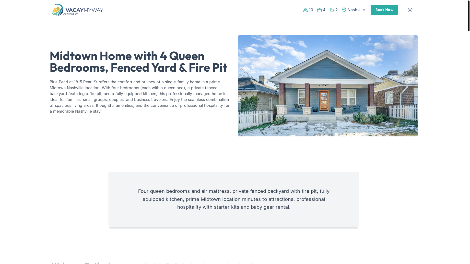 website screenshot of https://radiantmidtown.vacations/