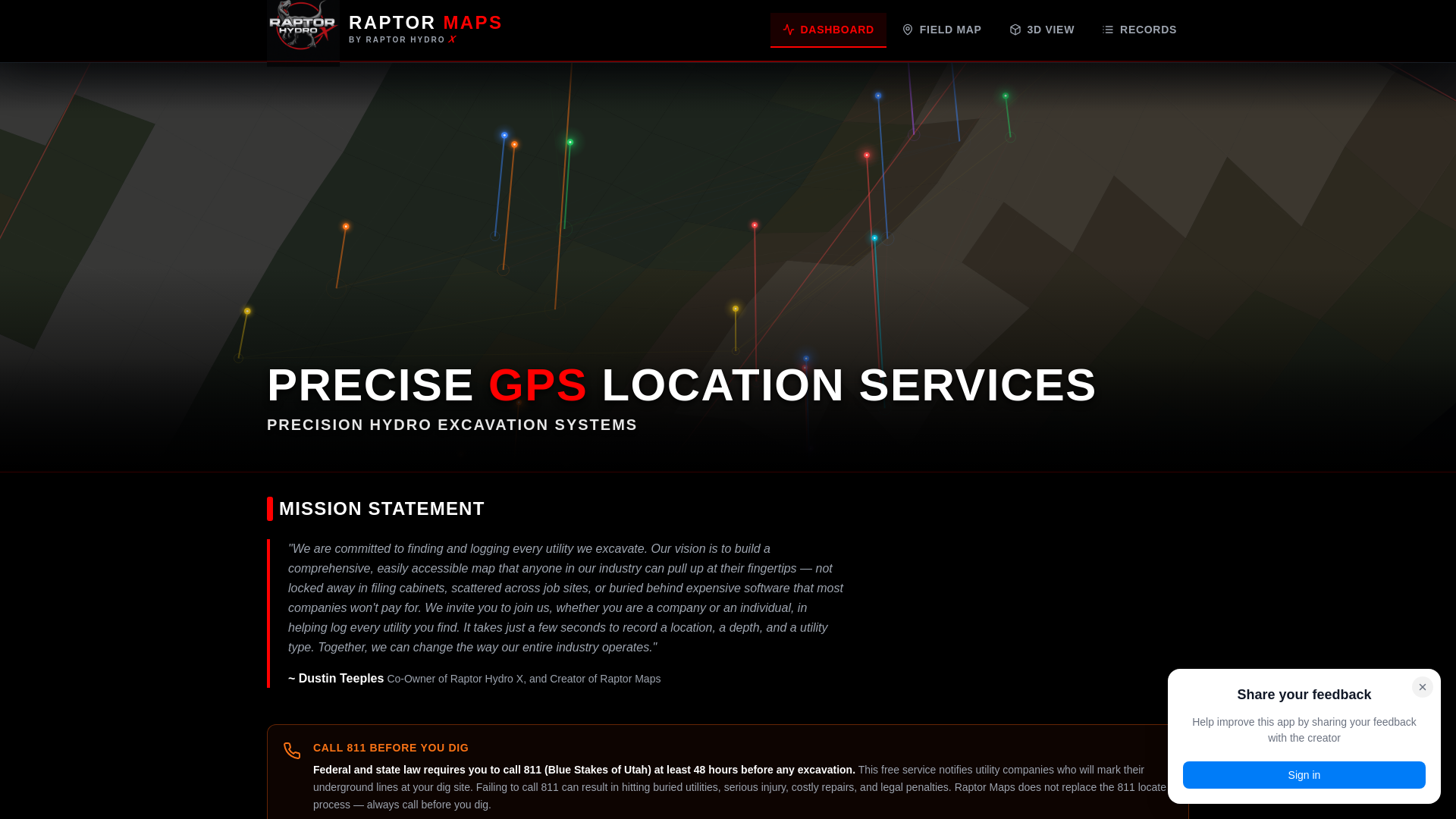 website screenshot of https://raptorxmaps.com/