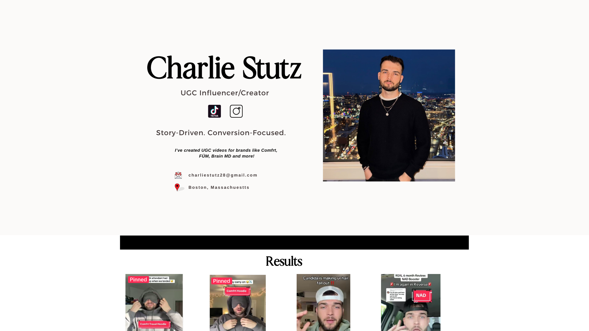 website screenshot of https://charliestutz.com/