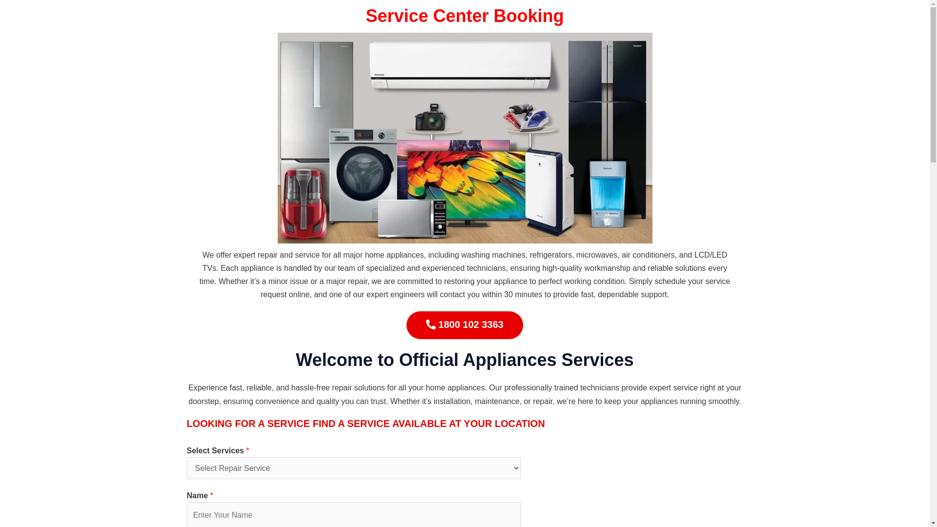 website screenshot of https://samsung-official-repair-service-booking.co.in/
