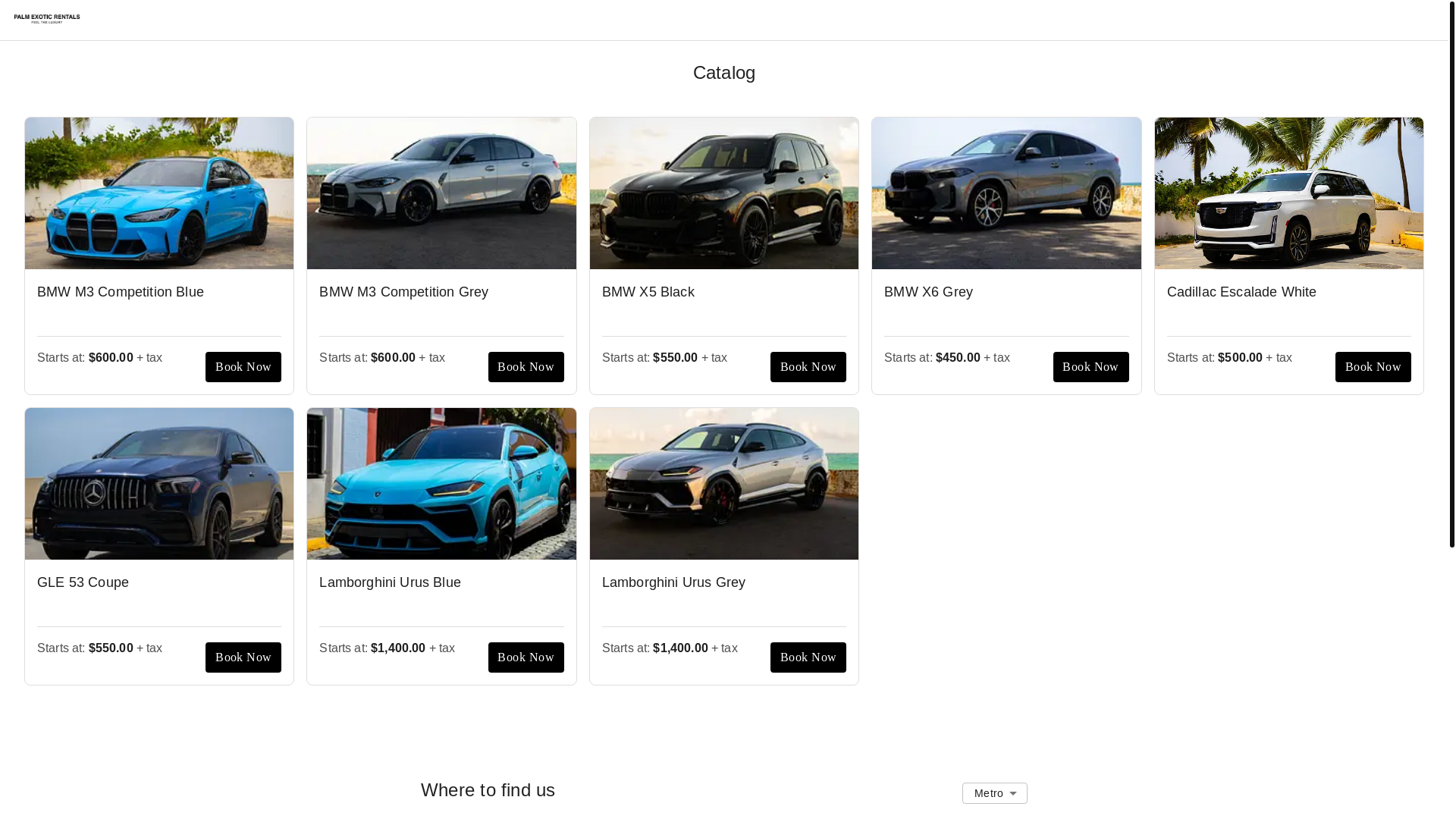 website screenshot of https://palm-exotic-rentals-9a5e736a.pages.dev/