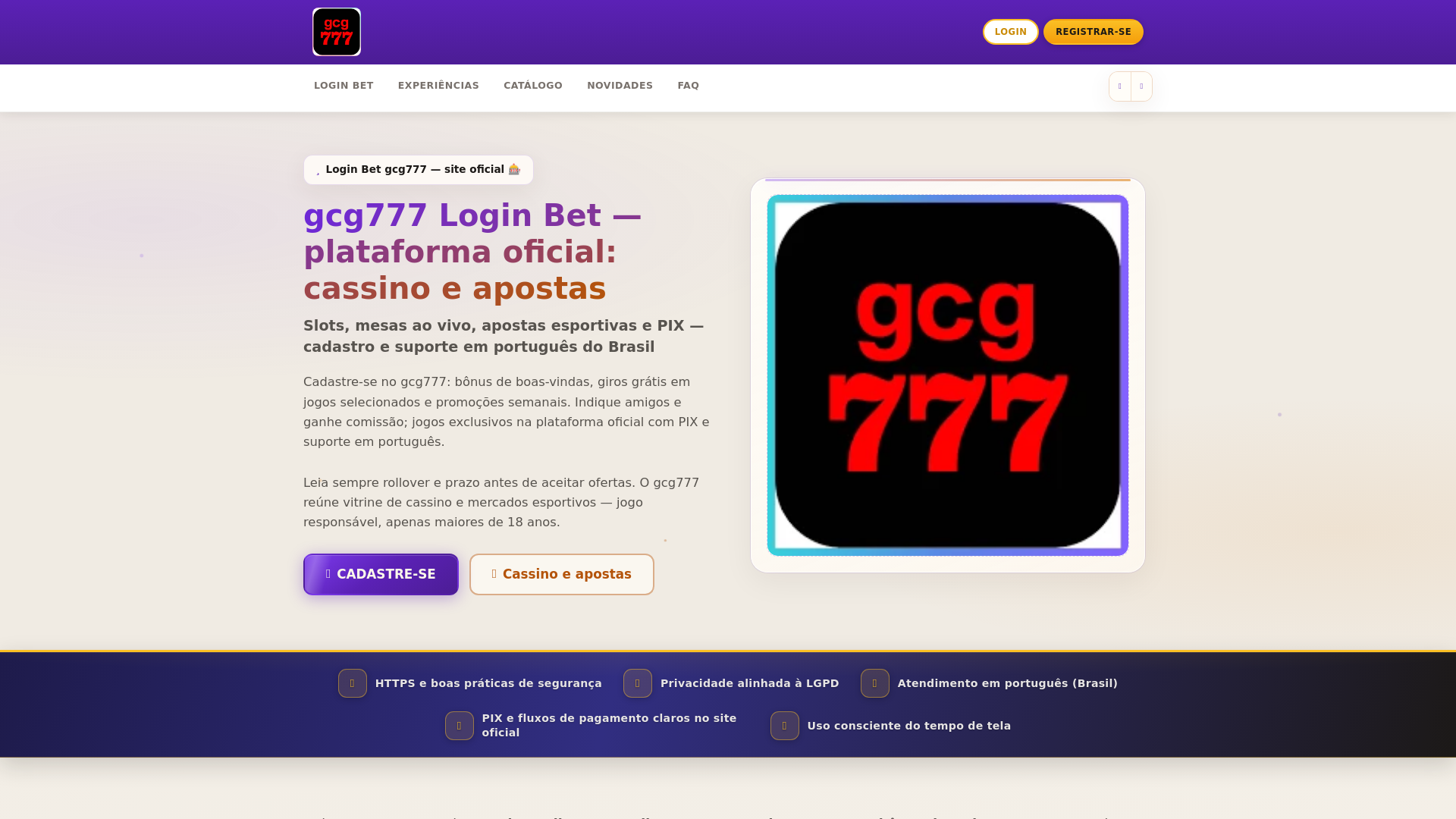 website screenshot of https://gcg777games.com.br/