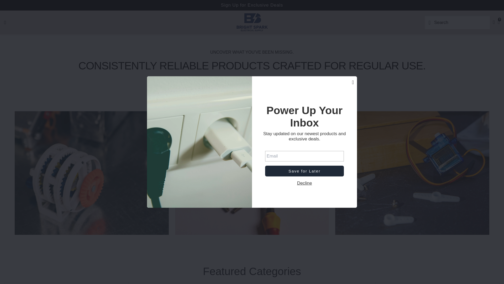 website screenshot of https://brightsparkelectricalsupply.com/