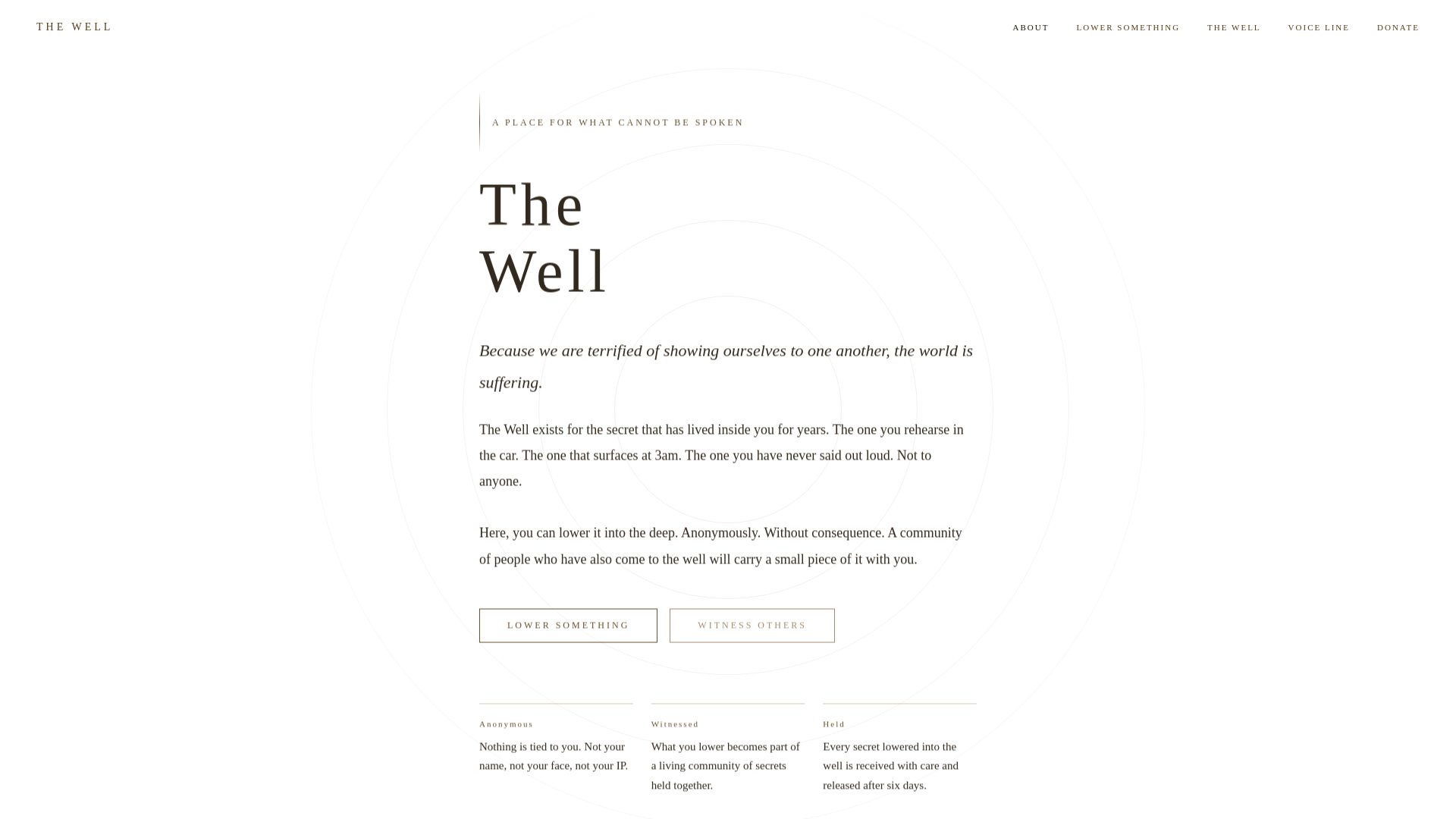 website screenshot of https://dropitinthewell.org/