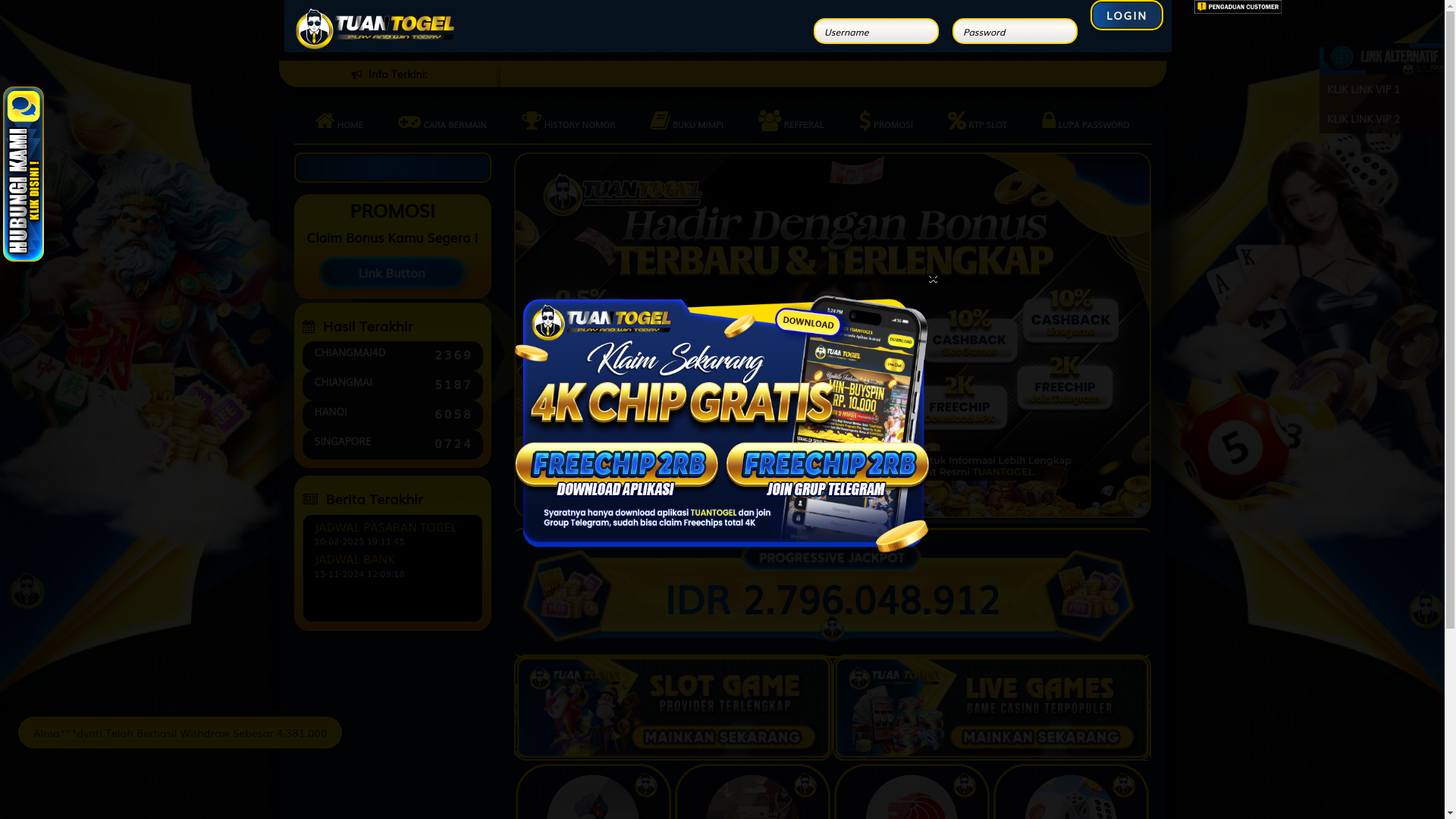 website screenshot of https://tuantogelturbo.com/