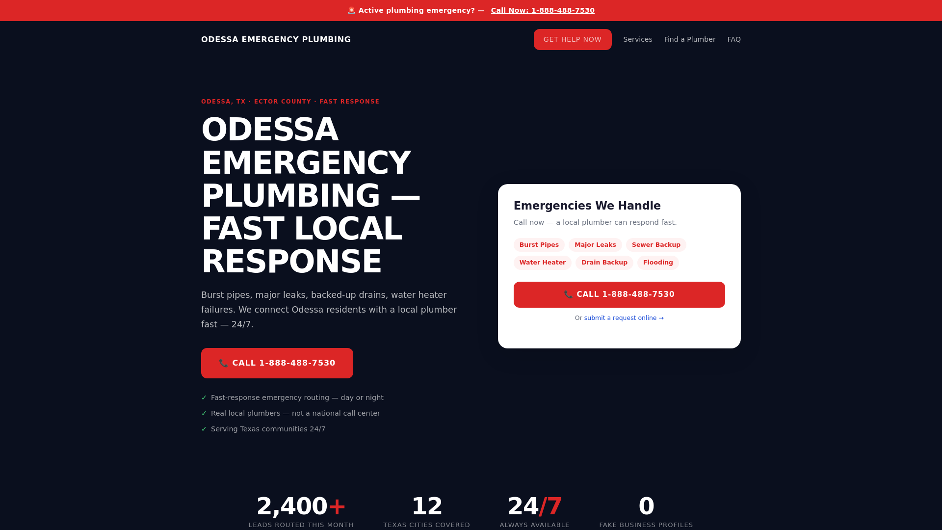 website screenshot of https://odessaemergencyplumbing.com/