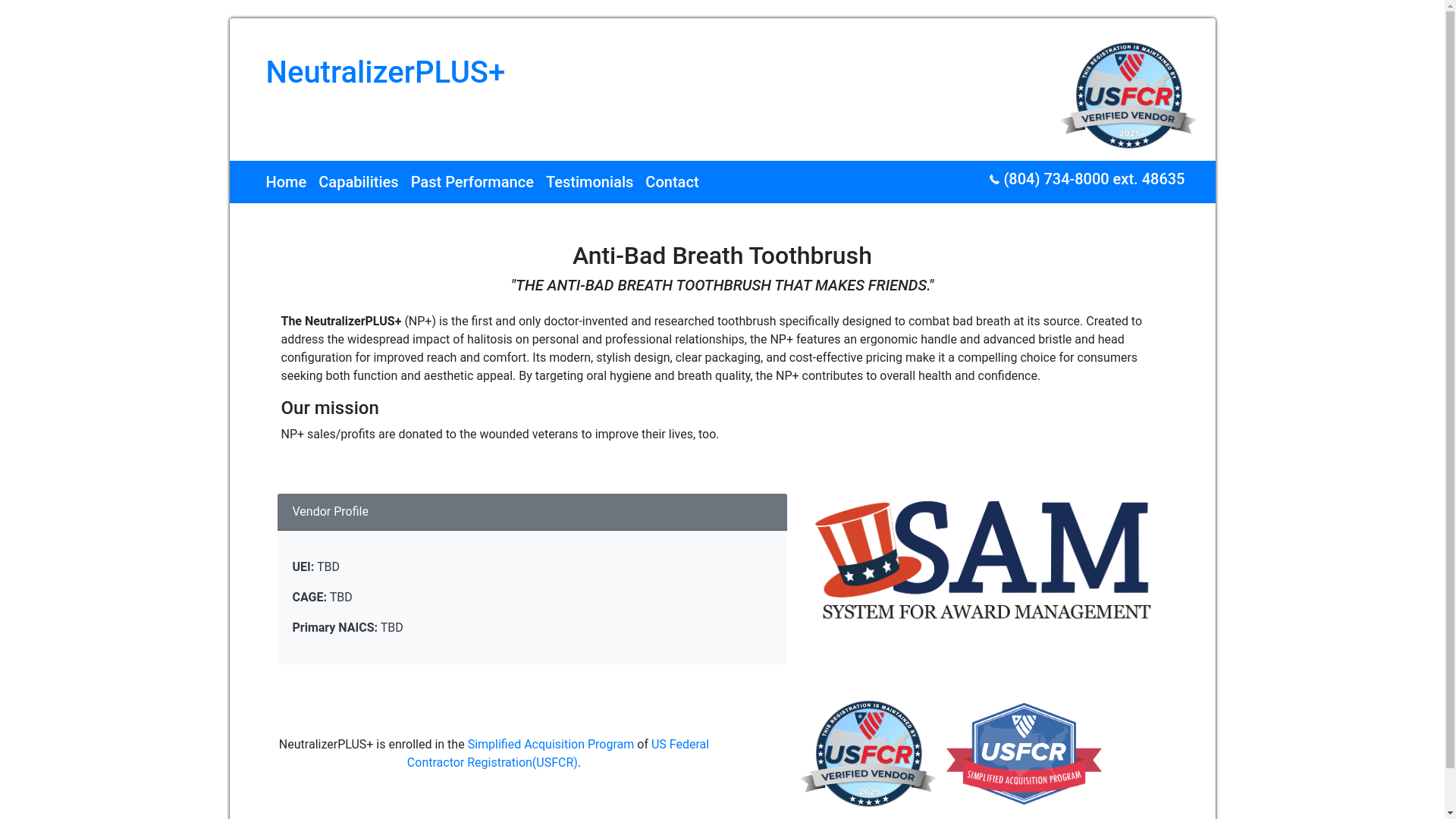 website screenshot of https://neutralizerplusgov.com/