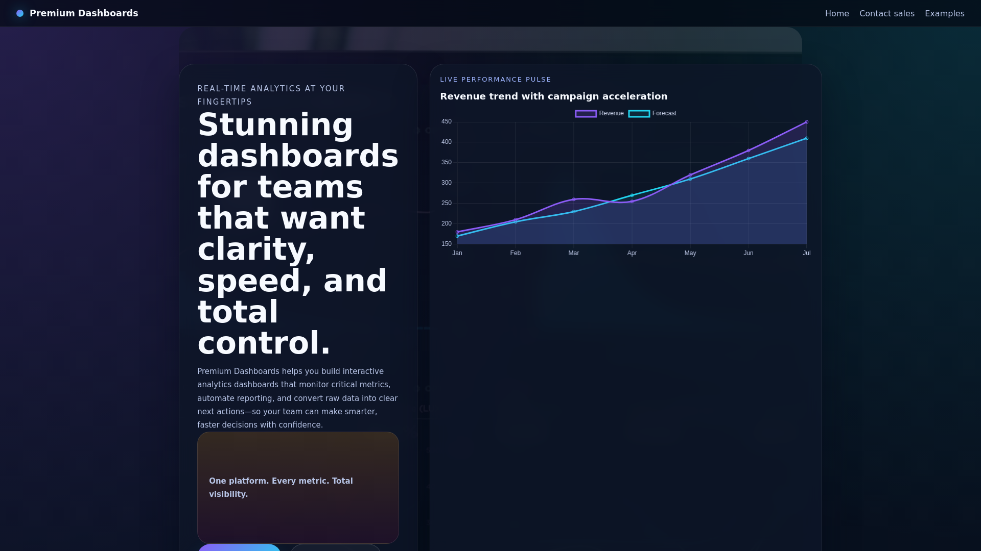 website screenshot of https://premiumdashboards.com/