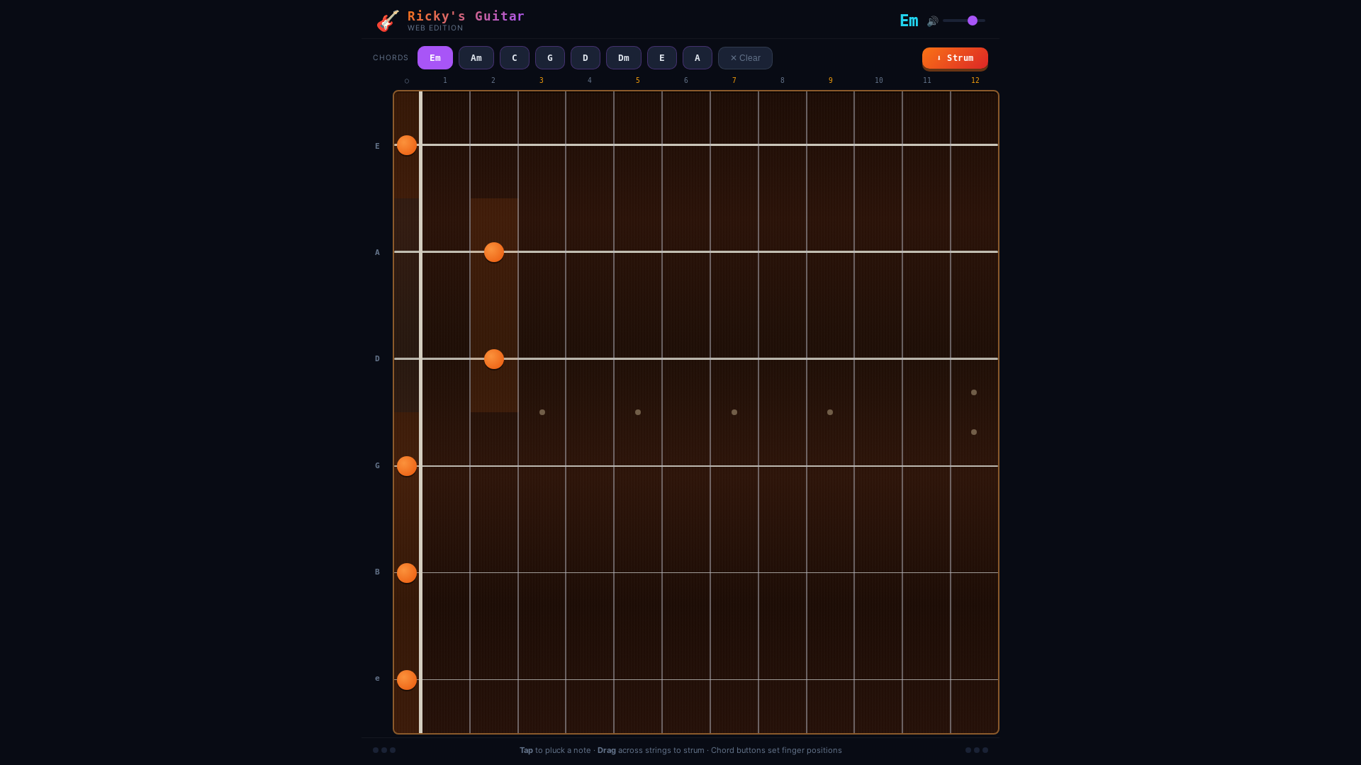 website screenshot of https://rickys-guitar.pages.dev/