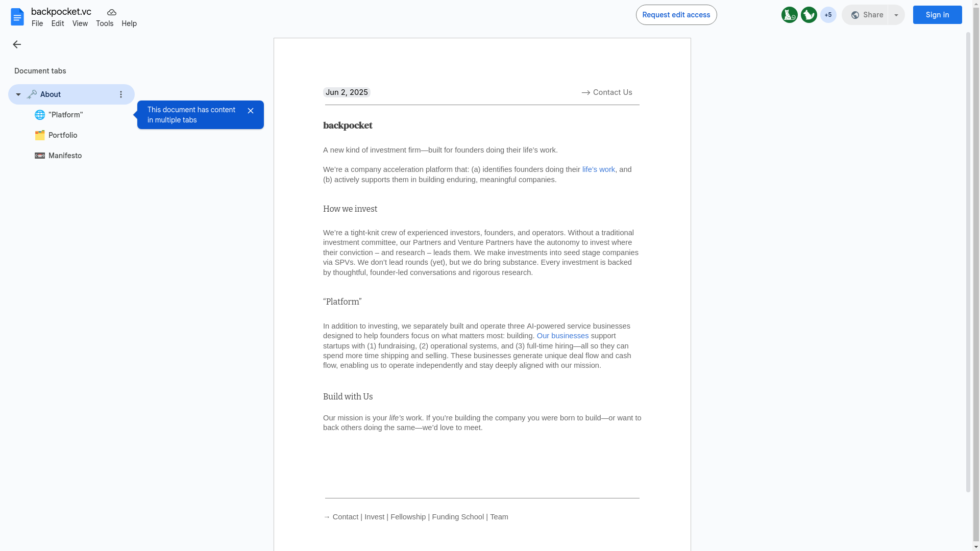 website screenshot of https://backpocketvc.com/