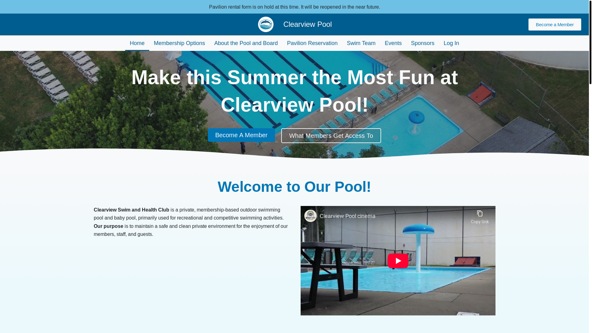 website screenshot of https://clearviewpoolclub.com/