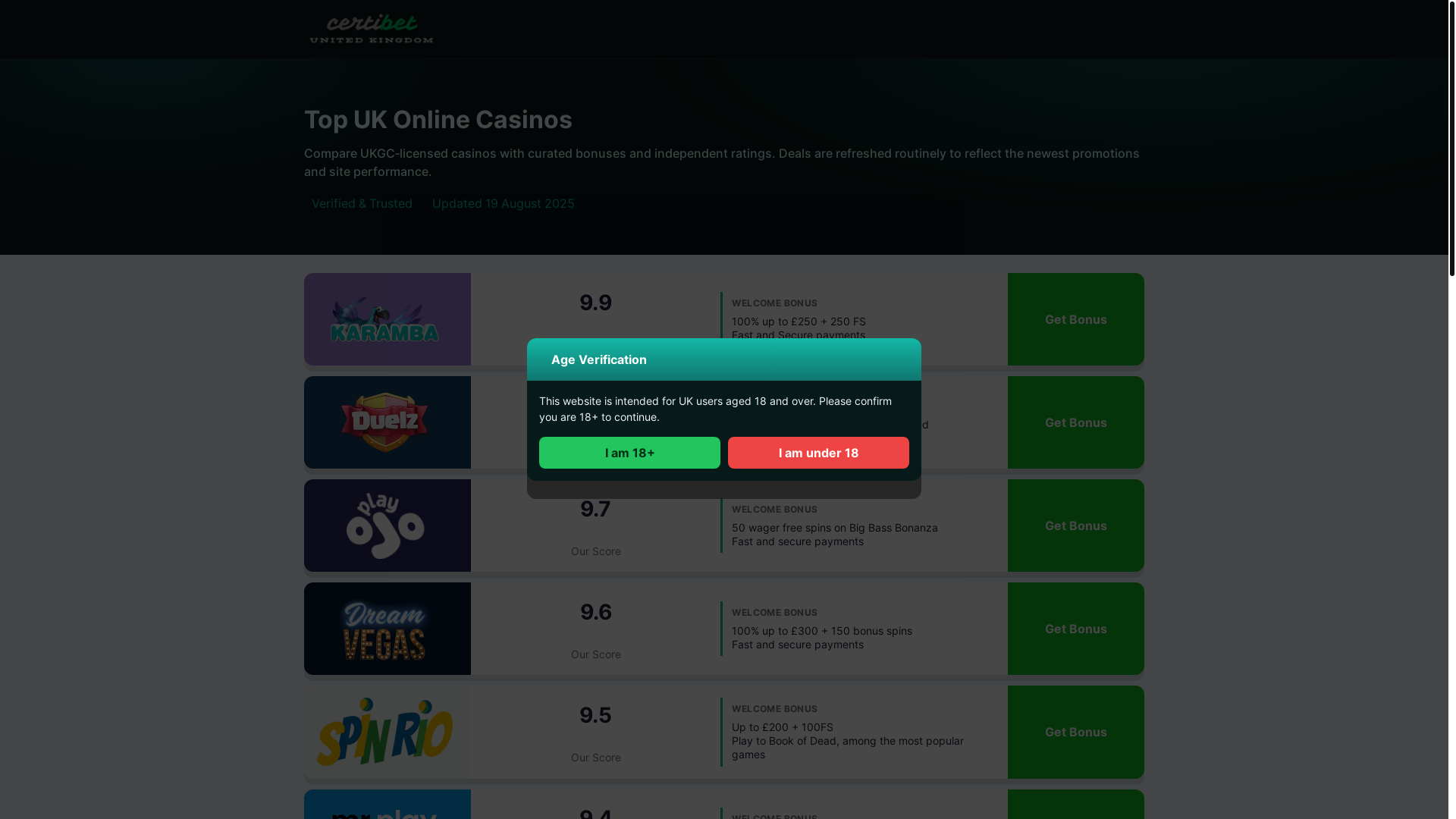 website screenshot of https://certibet.co.uk/