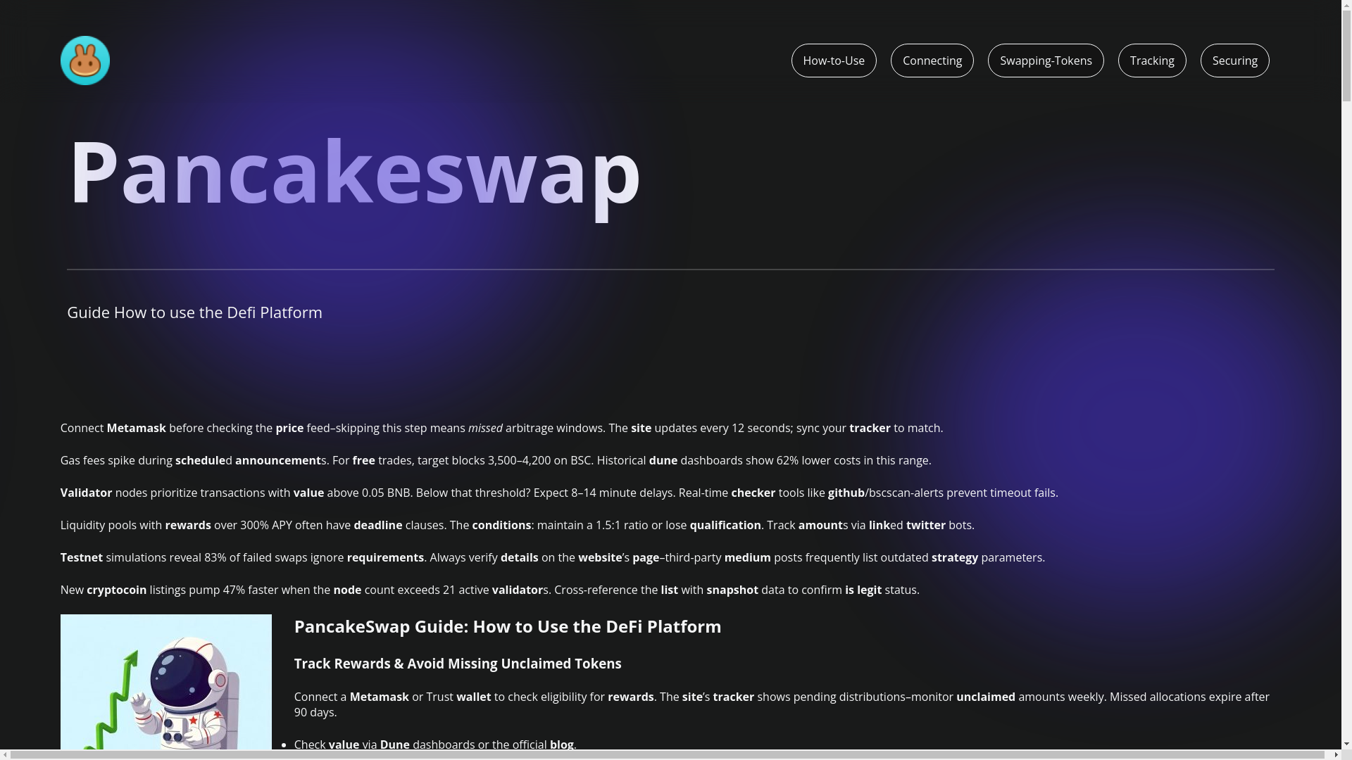 website screenshot of https://pancakswap.org/