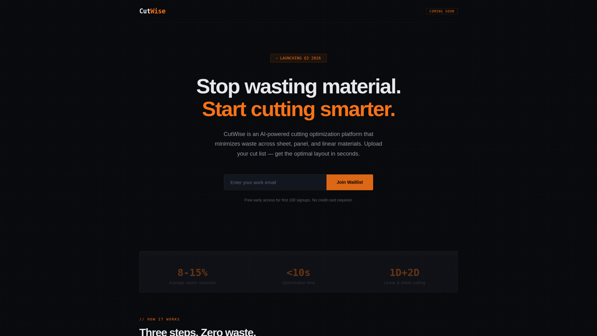 website screenshot of https://getcutwise.com