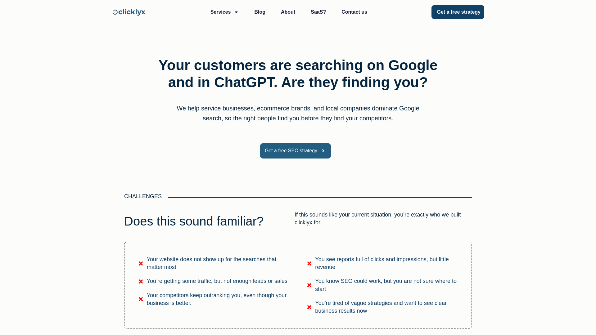 website screenshot of https://clicklyx.com/